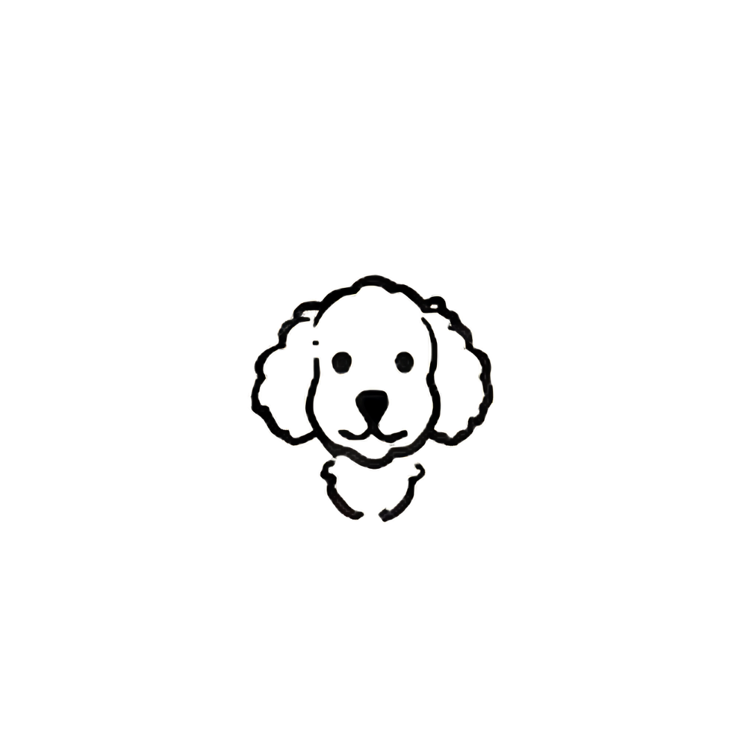 Neon outline of a dog's face on a black background.