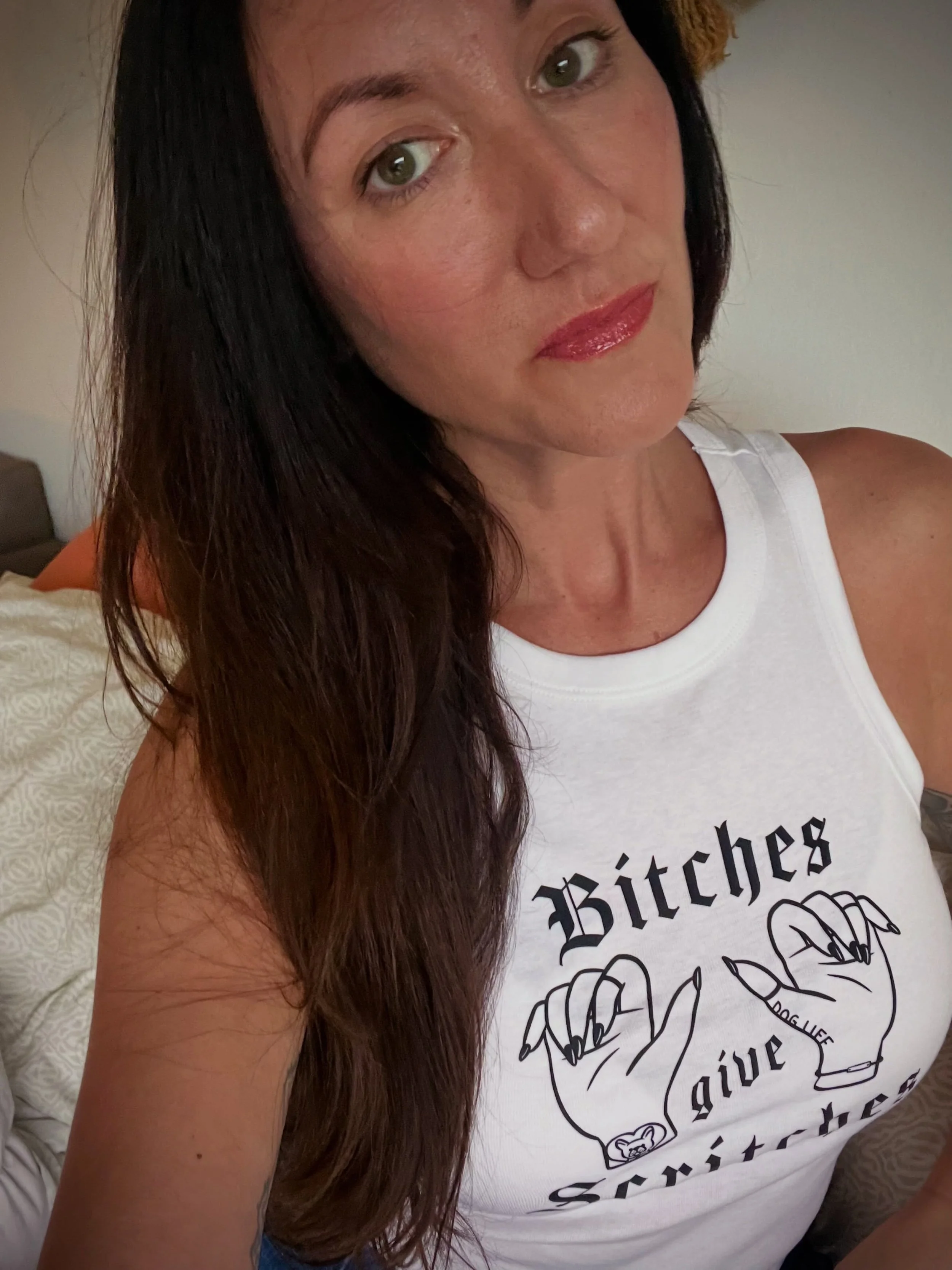 The very beautiful @thattallchickdc wearing our &ldquo;Bitches Give Scritches&rdquo; racerback tank! Get yours! (Link in bio) ❤️❤️❤️❤️❤️❤️❤️❤️❤️