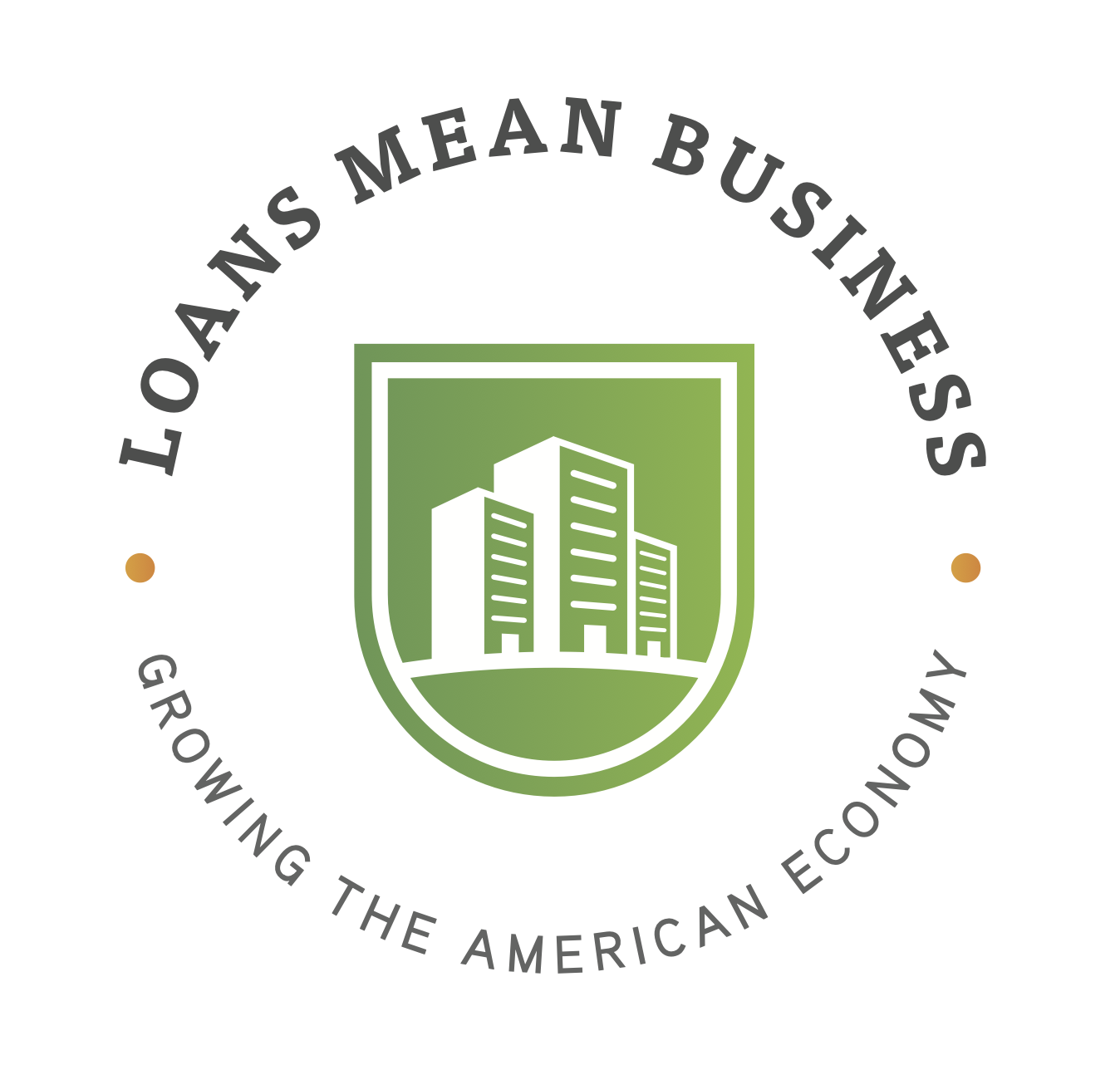 Logo of "Loans Mean Business," featuring bold text and a professional design representing financial services.