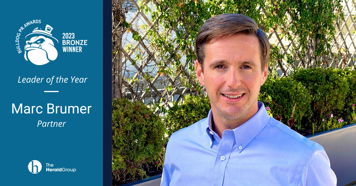 Congratulations to Partner Marc Brumer- 2023 Bulldog PR Awards Leader of the Year Winner!