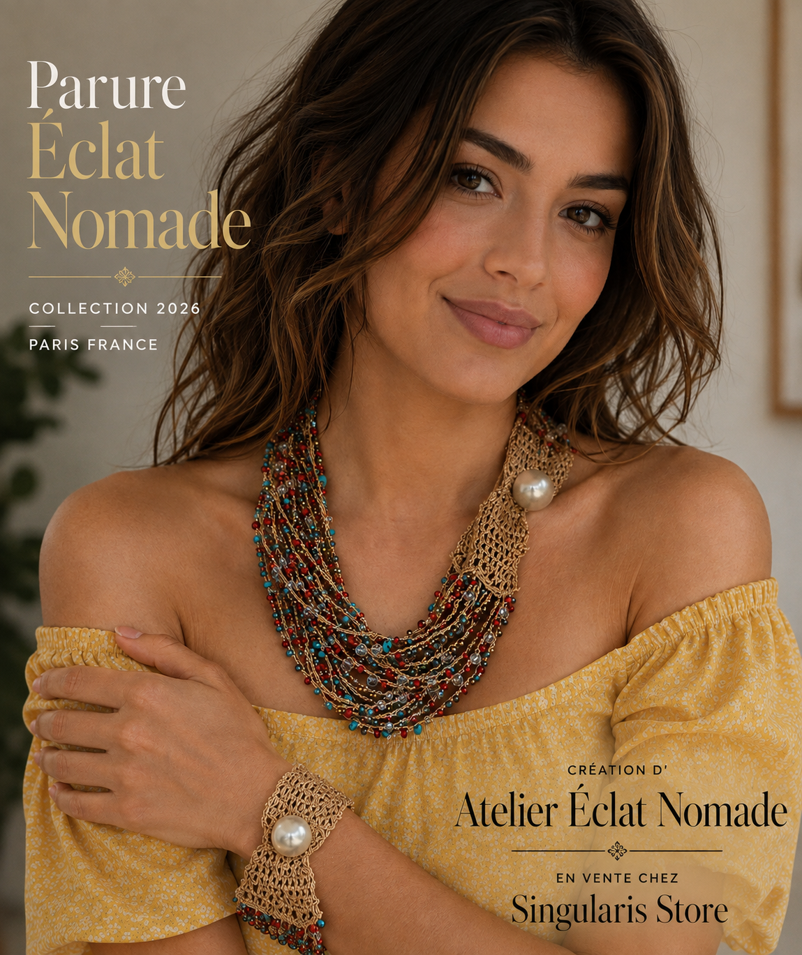 Parure Éclat Nomade – Collier & Bracelet Crochet Howlite