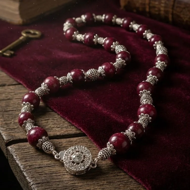 Collier Byzantine, Agate Teint&eacute;e, Filigrane d'Argent Vieilli, "Le Secret du Palais", Style Antique et Myst&eacute;rieux, cadeau Historique
Une Parure Royale et Intemporelle
Avez-vous d&eacute;j&agrave; r&ecirc;v&eacute; de porter un 
