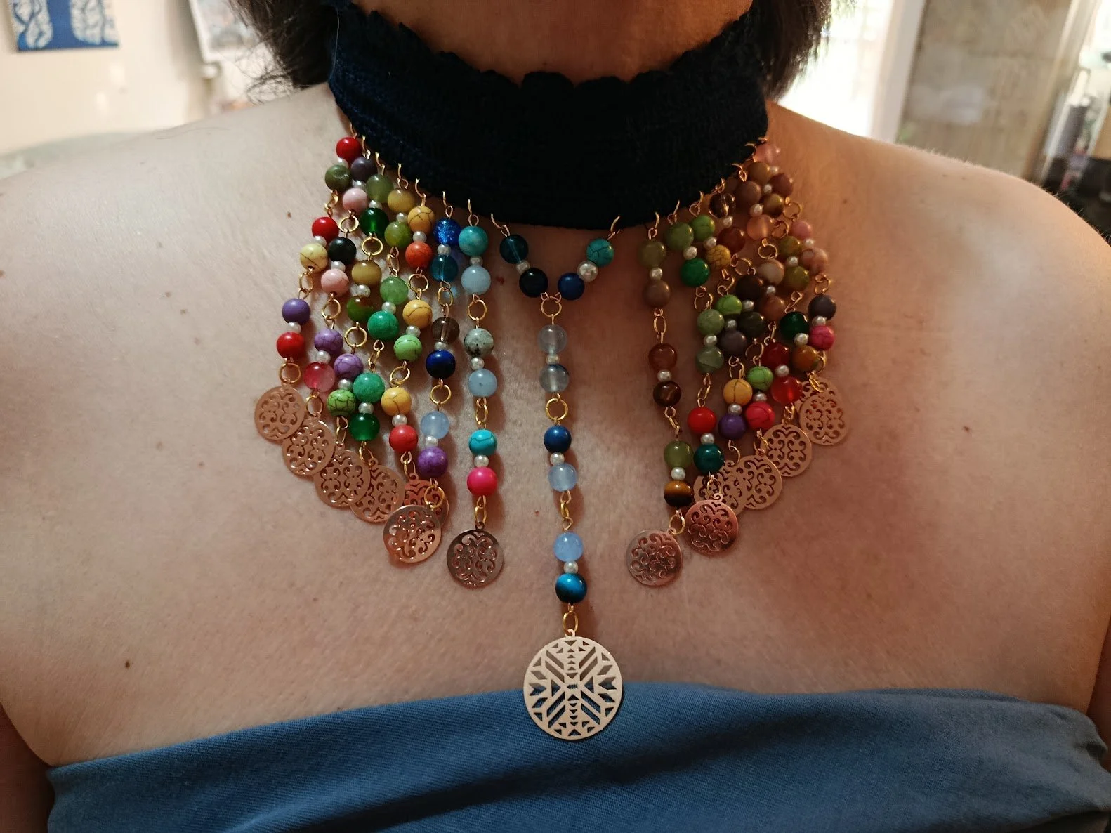 EBRULI – Collier crocheté multicolore ajustable