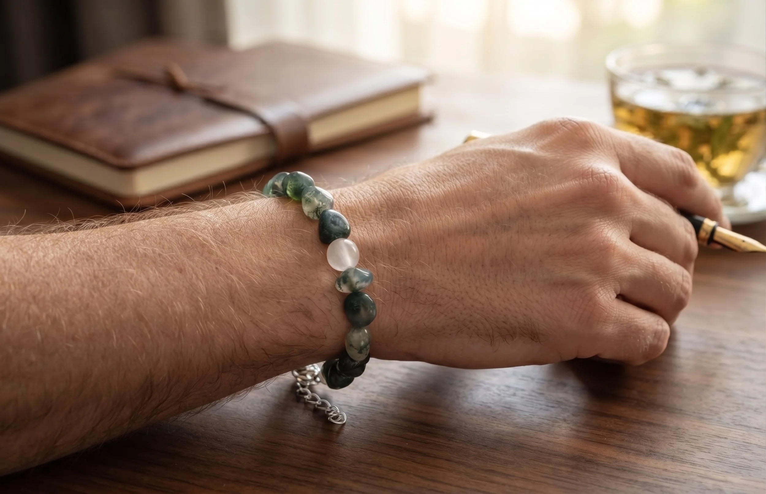 Bracelet "Forêt Enchantée" en Agate Mousse Naturelle
