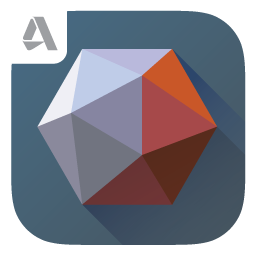 low poly 3D geometric shape icon with Autodesk logo