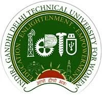 Logo of Indira Gandhi Delhi Technical University for Women featuring symbols of technology and education