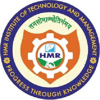 Logo of HMR Institute of Technology and Management with gear, shield, and Hindi text, featuring "Progress Through Knowledge" slogan.