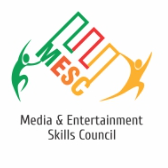 Logo of Media & Entertainment Skills Council with colorful abstract human figures and "MESC" letters.