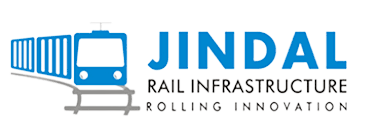 Jindal Rail Infrastructure logo featuring a stylized blue train and the text "JINDAL Rail Infrastructure Rolling Innovation."