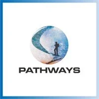 Logo with a circle featuring a pathway and person, text 'PATHWAYS' below.
