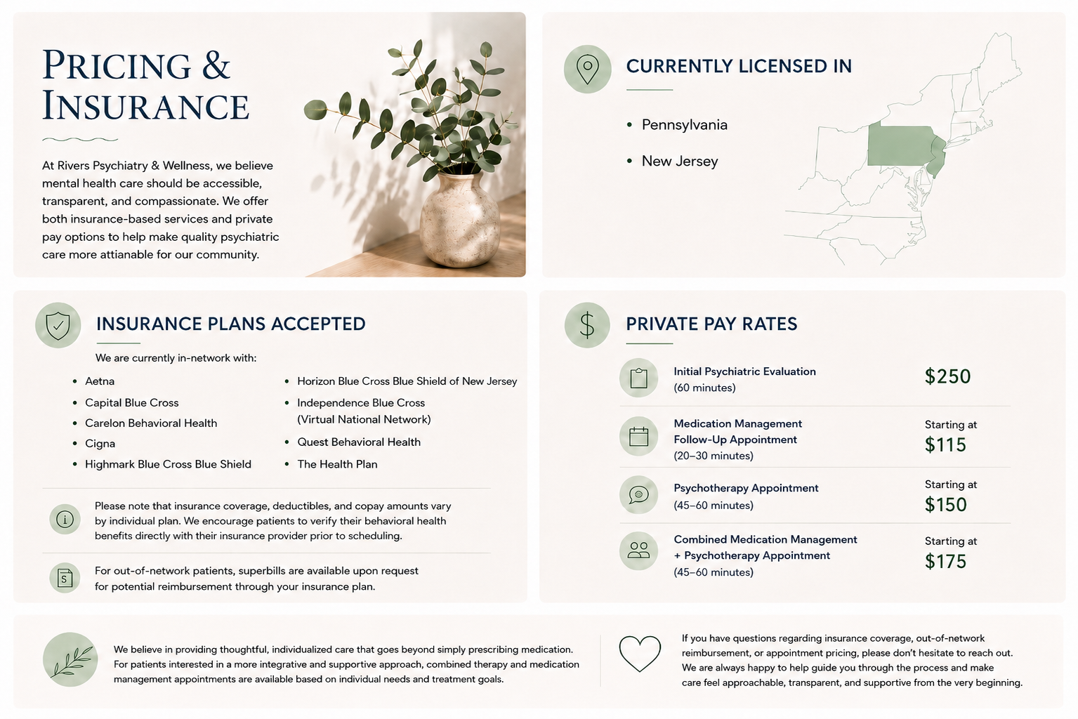 Rivers Psychiatry & Wellness Pricing