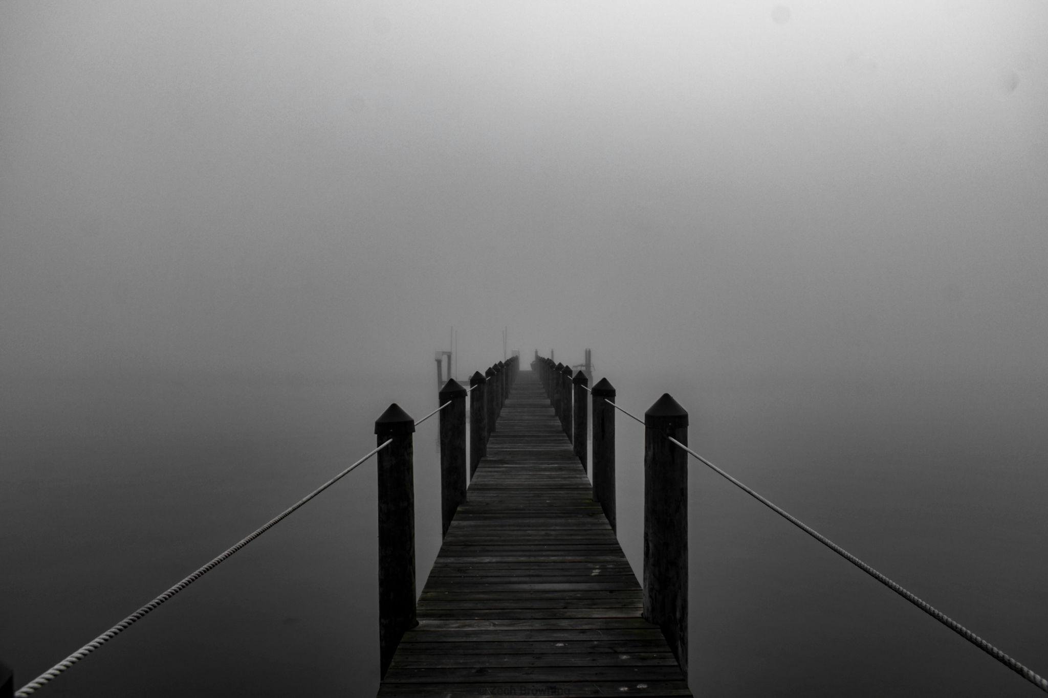 Foggy bridge representing transition and guided support.