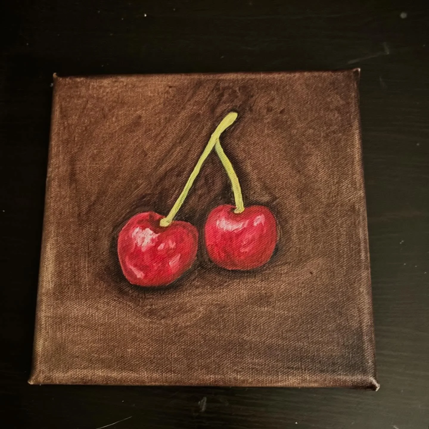 One hour painting : &ldquo;Cherries&rdquo; 
Oil painting
 8&rdquo; x 8&rdquo; 

#oilpaintings #art #artist