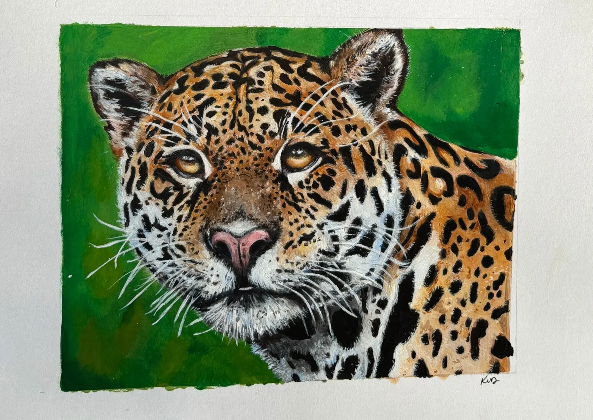 Project Prompt:
Transfer an image using the Grid method and paint what you see
"Jaguar in Wildlife"
8" x 10" Acrylic on Poster Board