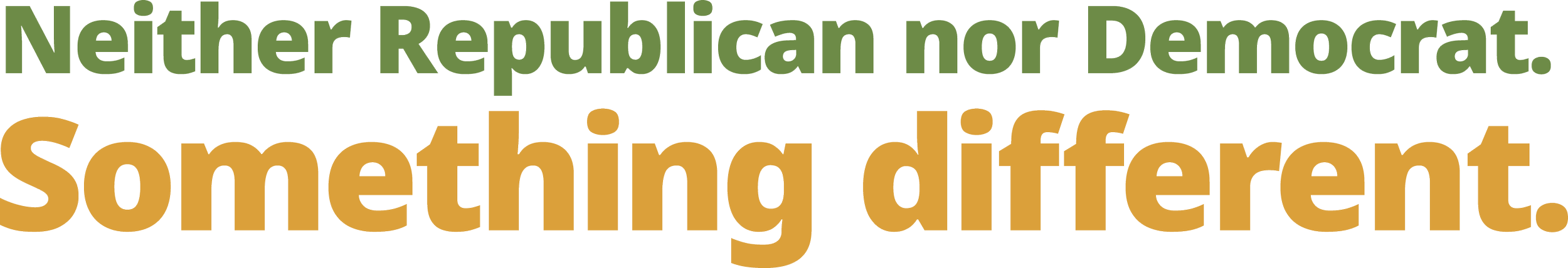 Text stating "Neither Republican nor Democrat. Something different." in large, bold letters.