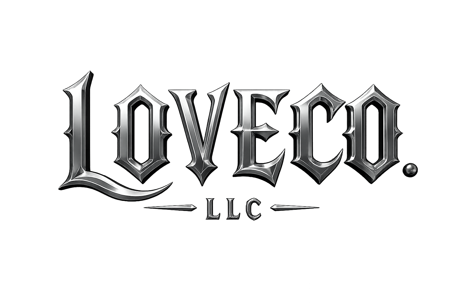 Silver and black logo reading 'Loveleo LLC' in stylized gothic font.