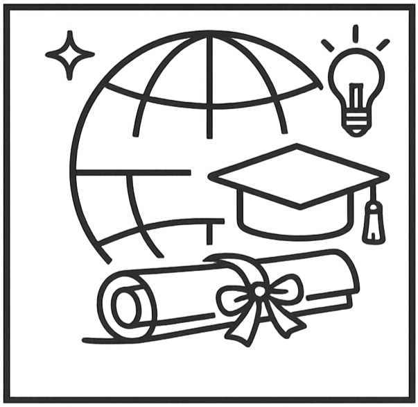 Geometric drawing of an outline square with sections divided by vertical, horizontal, and circle lines.