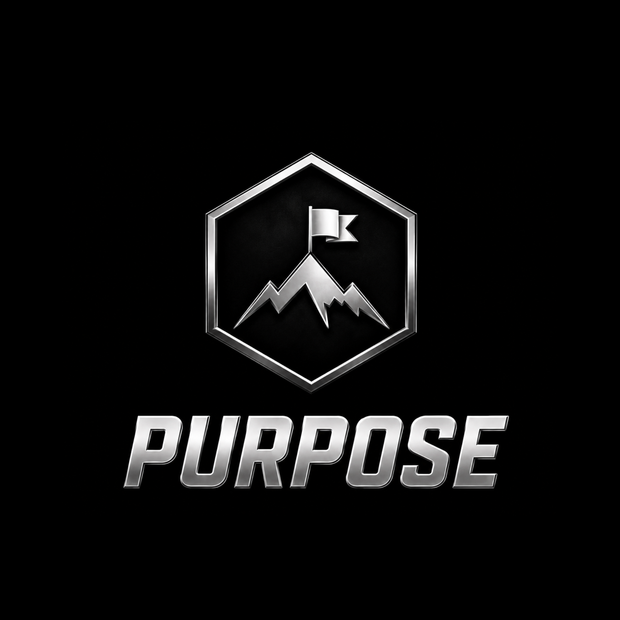 A black background features the logo of Purple Pause, with a shield shape containing mountain peaks and a flag, and the word 'PURPLE' written in silver below.