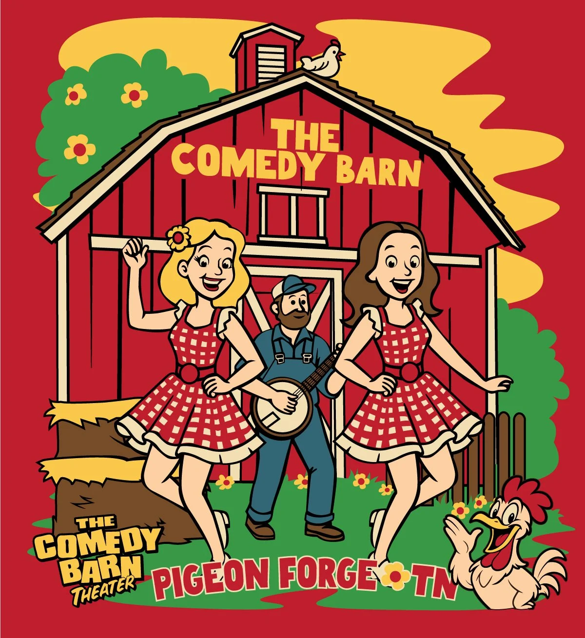 comedy barn pigeon forge, attraction design, tourist advertising, seviere county advertising  