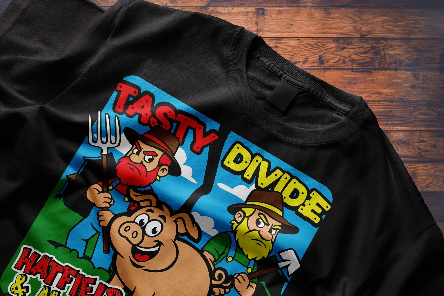hatfield and McCoy t shirt design, pigeon forge apparel design, pigeon forge advertising agency