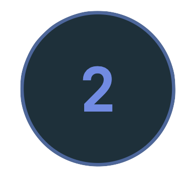 A dark blue circular button with a lighter blue border and the number '2' displayed in the center.