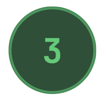 Green circular badge with the number three in the center.