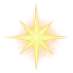 Bright, glowing star shape with multiple rays in shades of yellow and orange.
