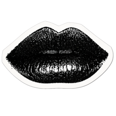 Black lips and teeth illustration on a white background.