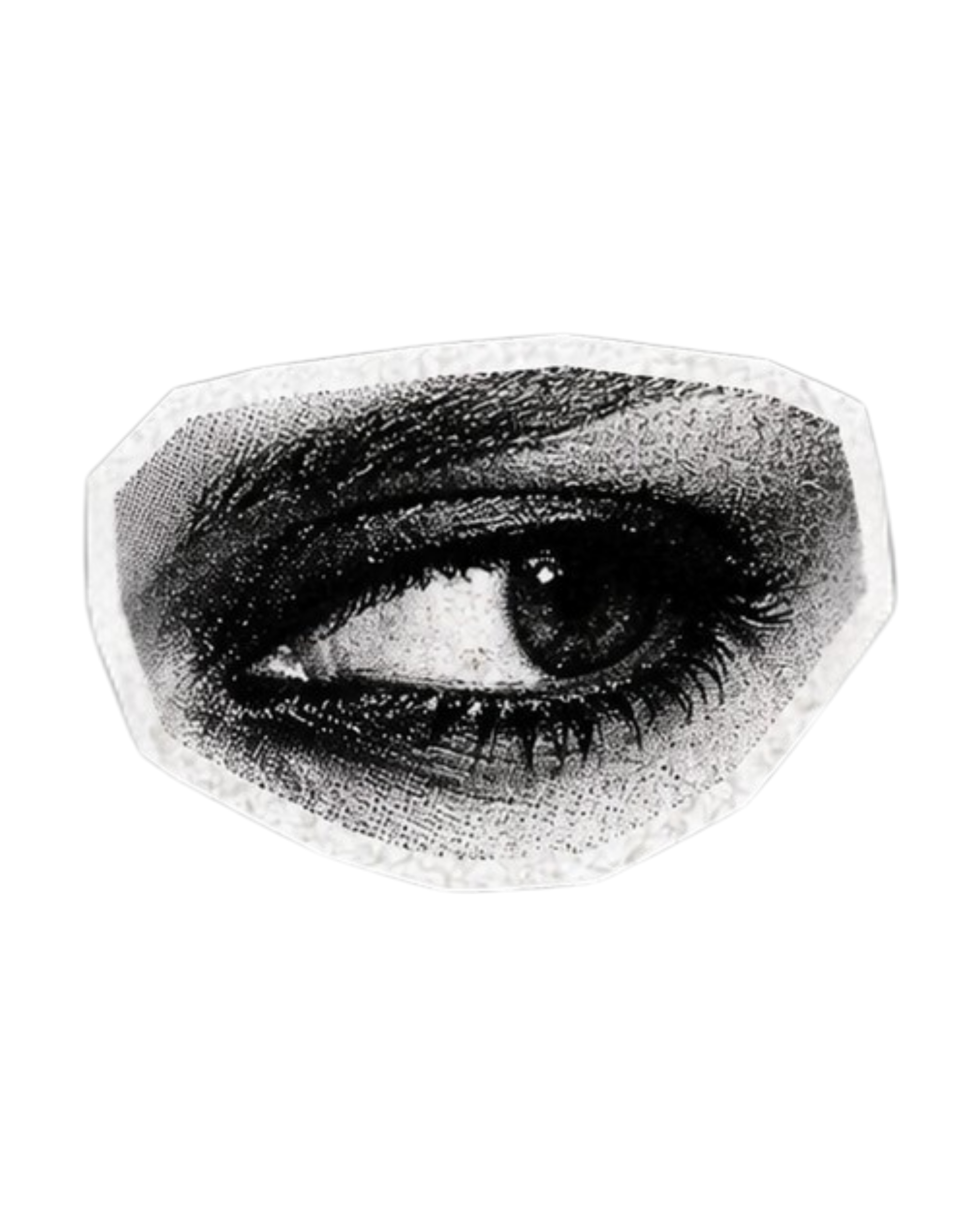 Black and white eye illustration on a dark background for online therapy integrating neuroscience and self-exploration