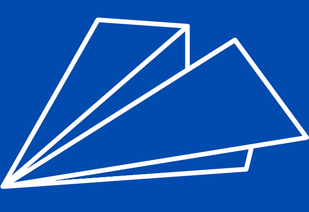 Outline of multiple paper sheets or cards fanned out on a dark blue background.