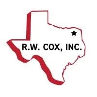 Outline of Texas with a black star near the top right and the text 'R.W. Cox, Inc.' inside