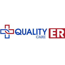 Logo for Quality ER Care featuring a medical cross, with the words 'Quality' and 'Care' and a red 'ER' badge.