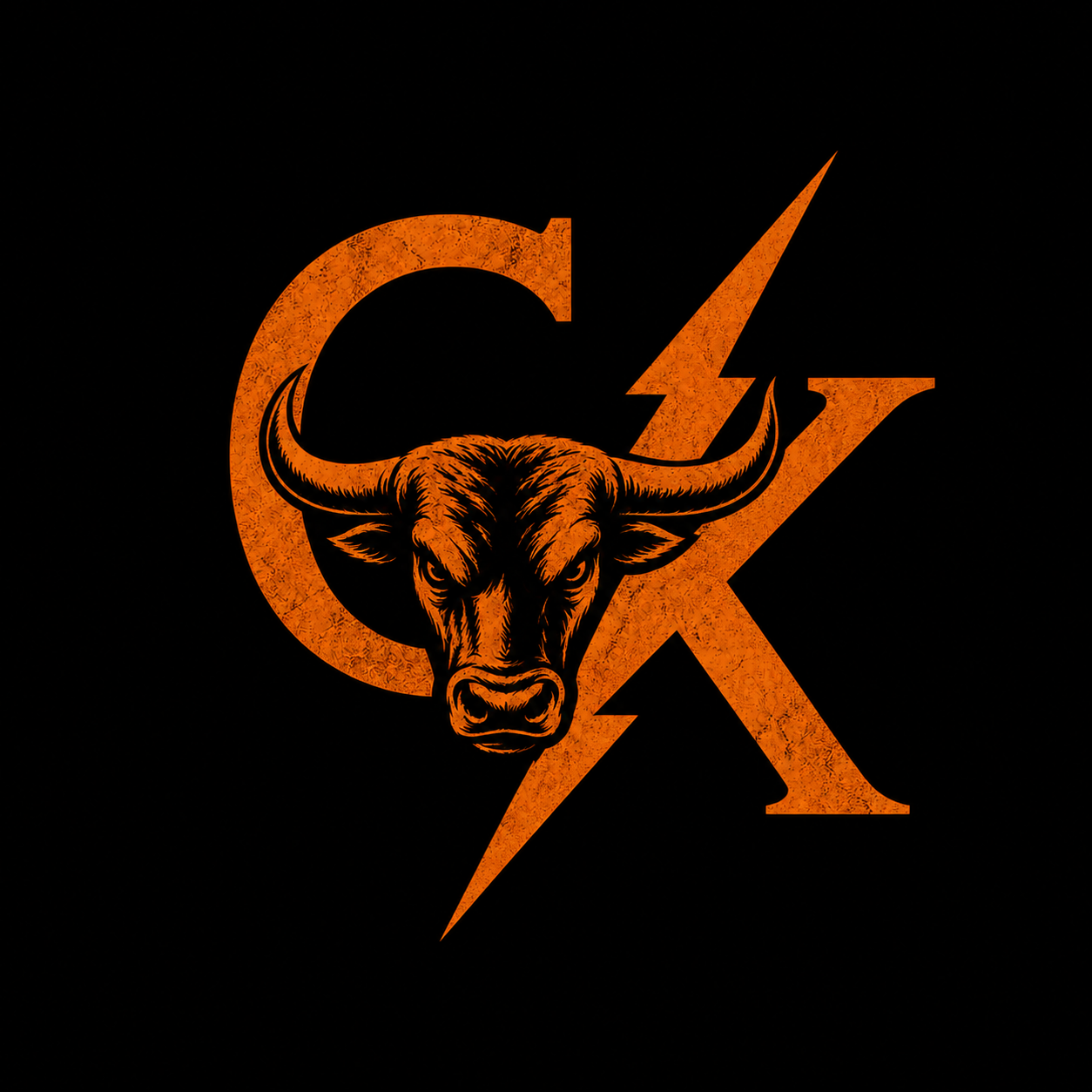 The image features an orange illustration of a buffalo's head and a lightning bolt, combined with the letter 'C' and the letter 'K' on a black background.
