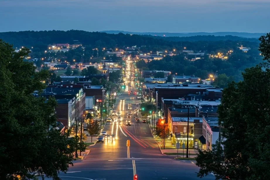 A Nighttime view of Cookeville, TN.