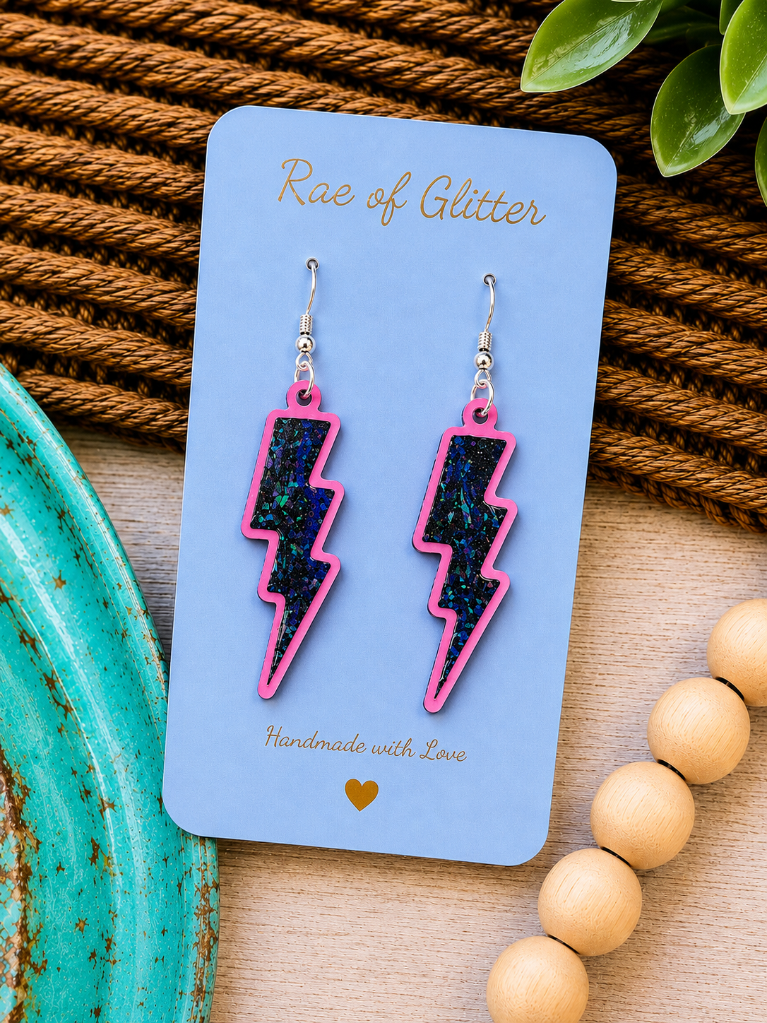 Glitter Lightning Bolt Earrings