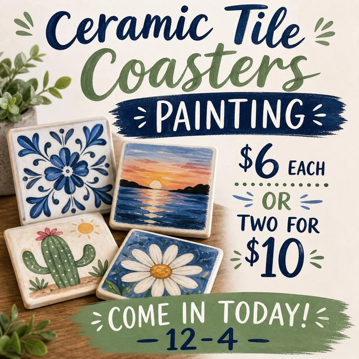 Ceramic Tile Coasters Painting