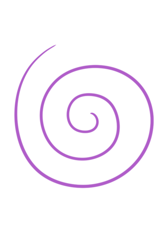 Lila spiralförmige Linie auf schwarzem Hintergrund.
