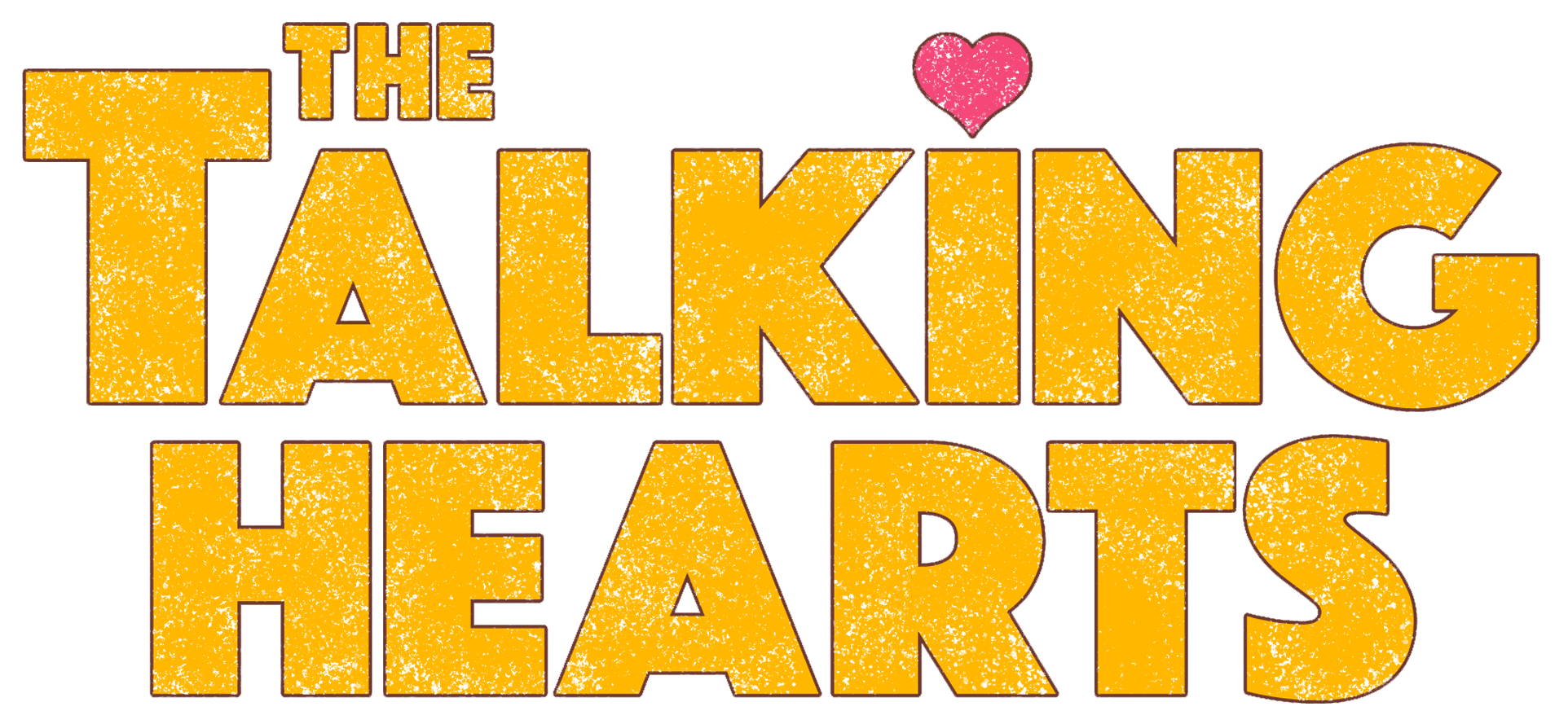 The Talking Hearts band logo yellow text with pink heart