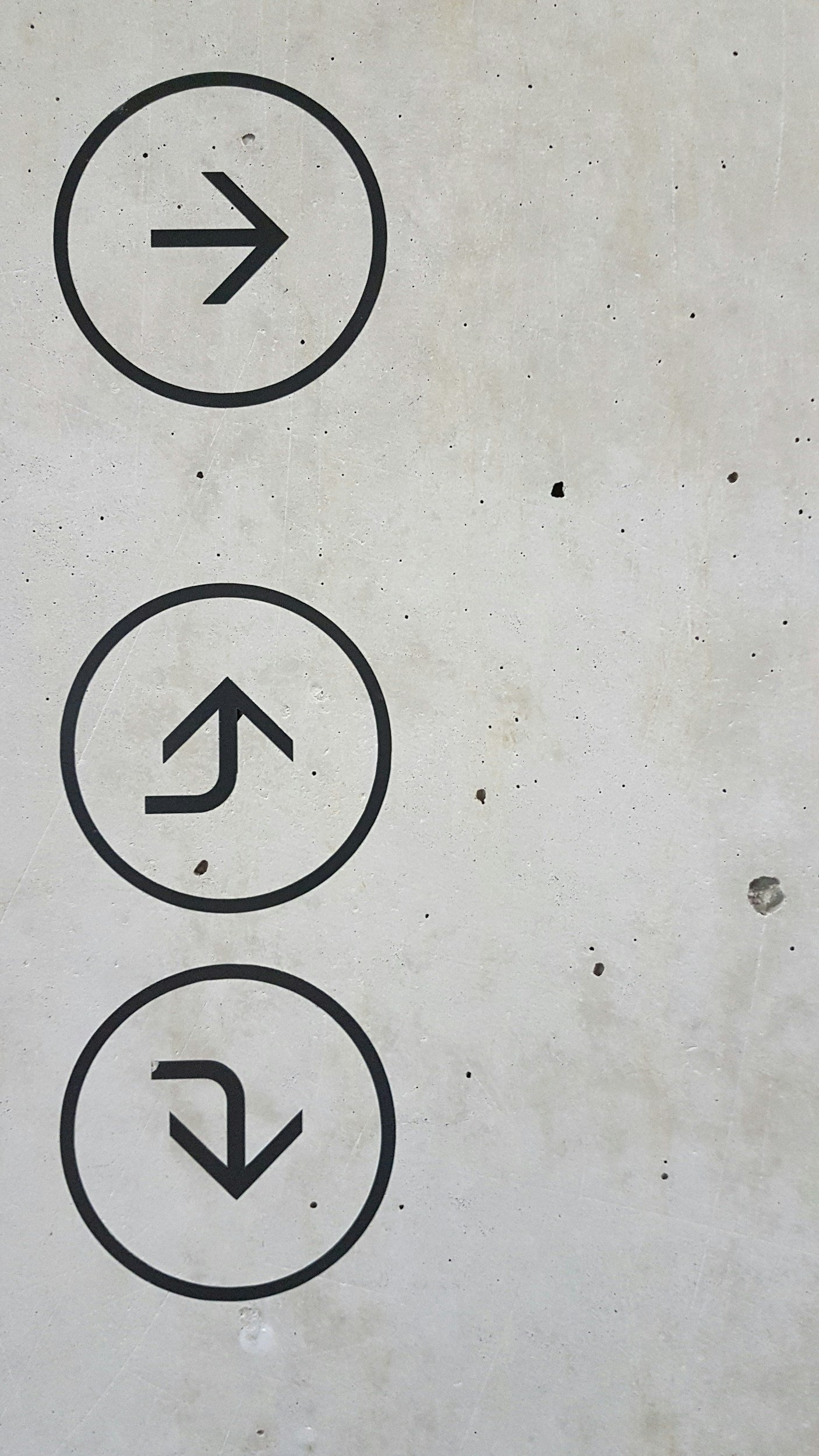 Downward arrow button, upward arrow button, right arrow button