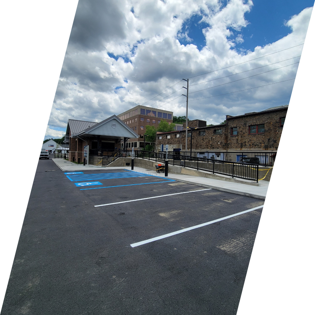 ada compliant line striping at brattleboro amtrak station