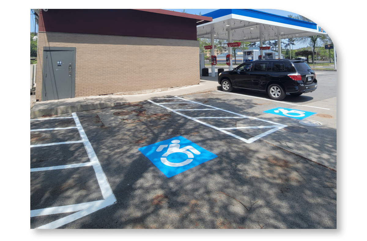 van accessible parking space at gas station