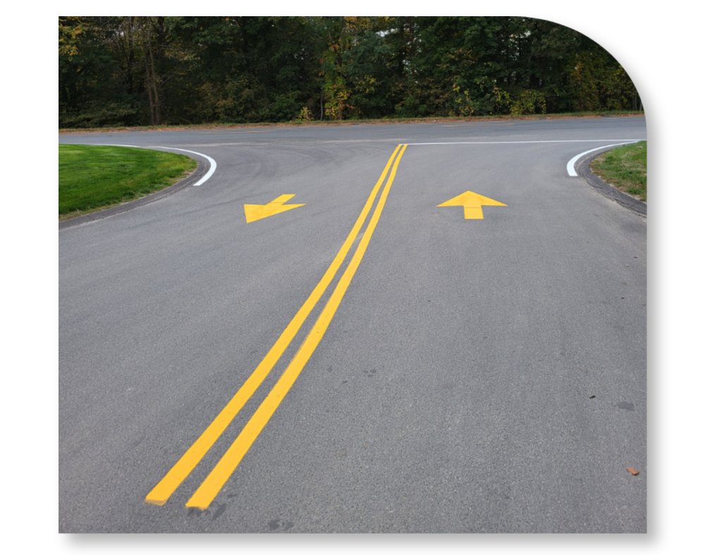 striping job done in a fresh pavement surface
