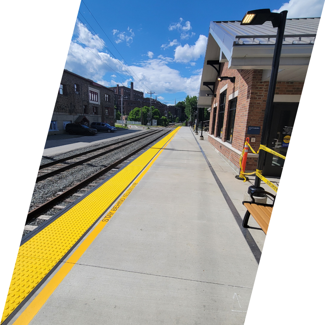 brattleboro line striping at amtrak train station