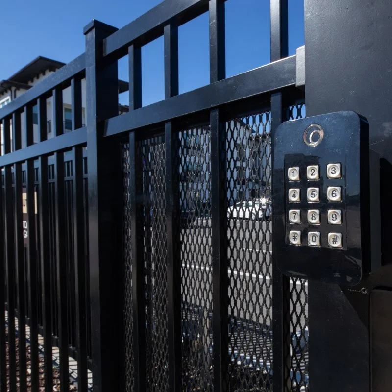 Custom commercial gate with key pad Installation and service