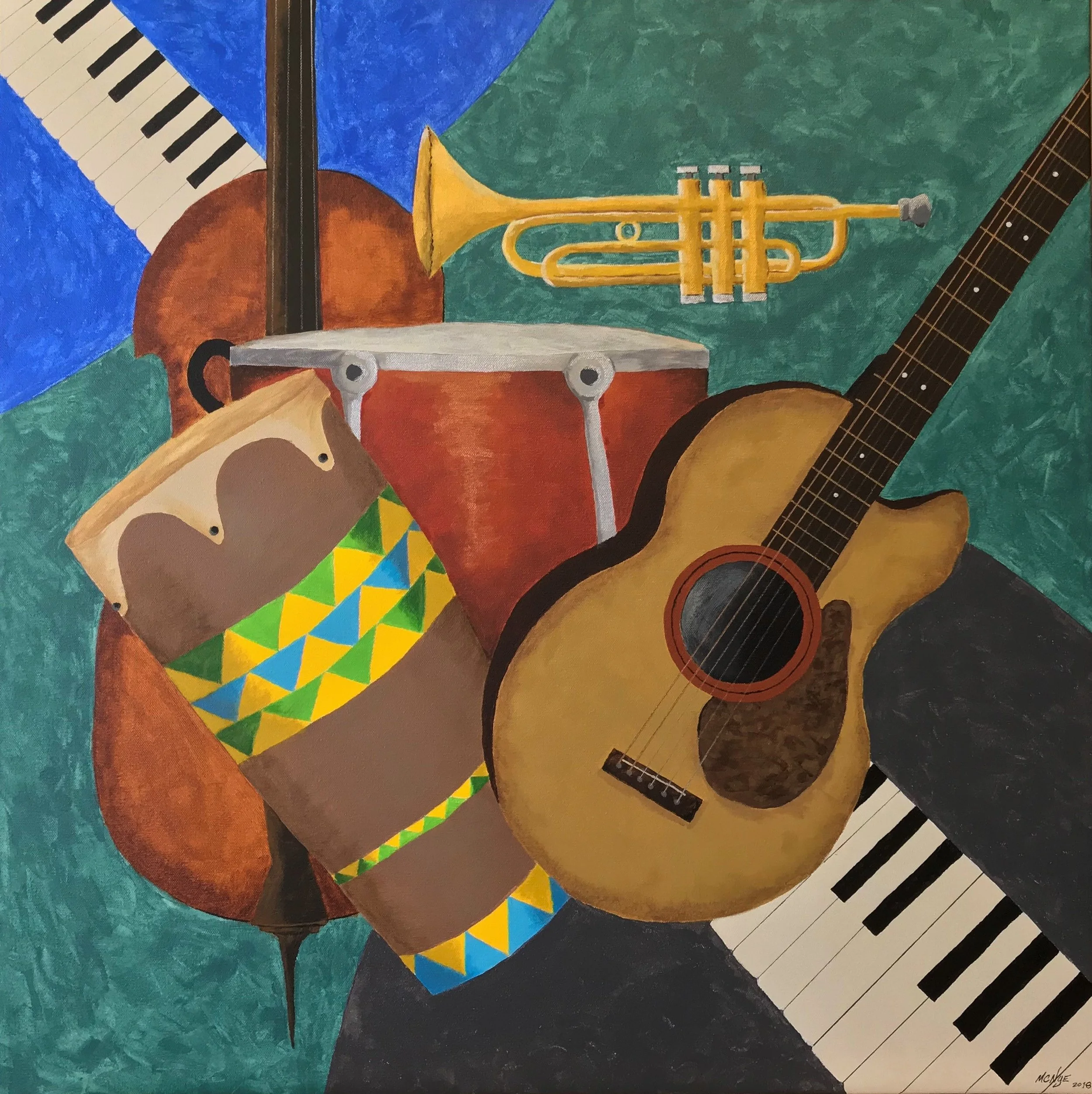 JAZZAMATAZZ - Acrylic on stretched canvas, 30"w x 30"h x 1.5"d