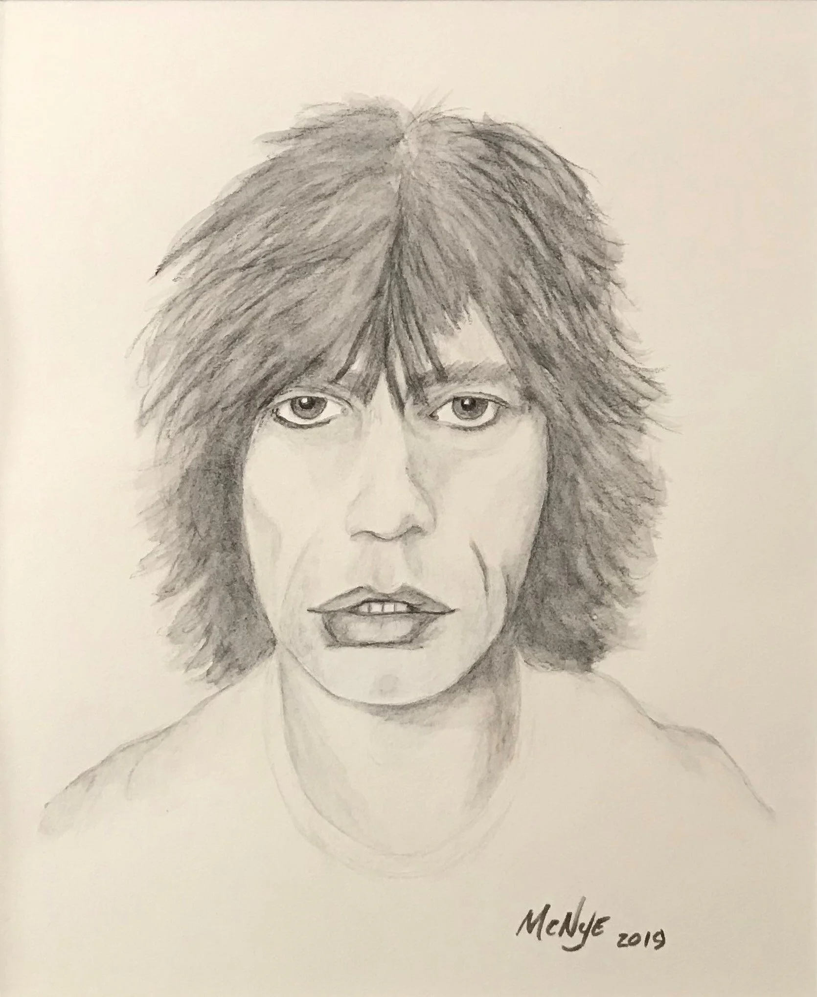 MICK THE STONE - Watercolor on paper, 12"w x 16"h (FRAMED)