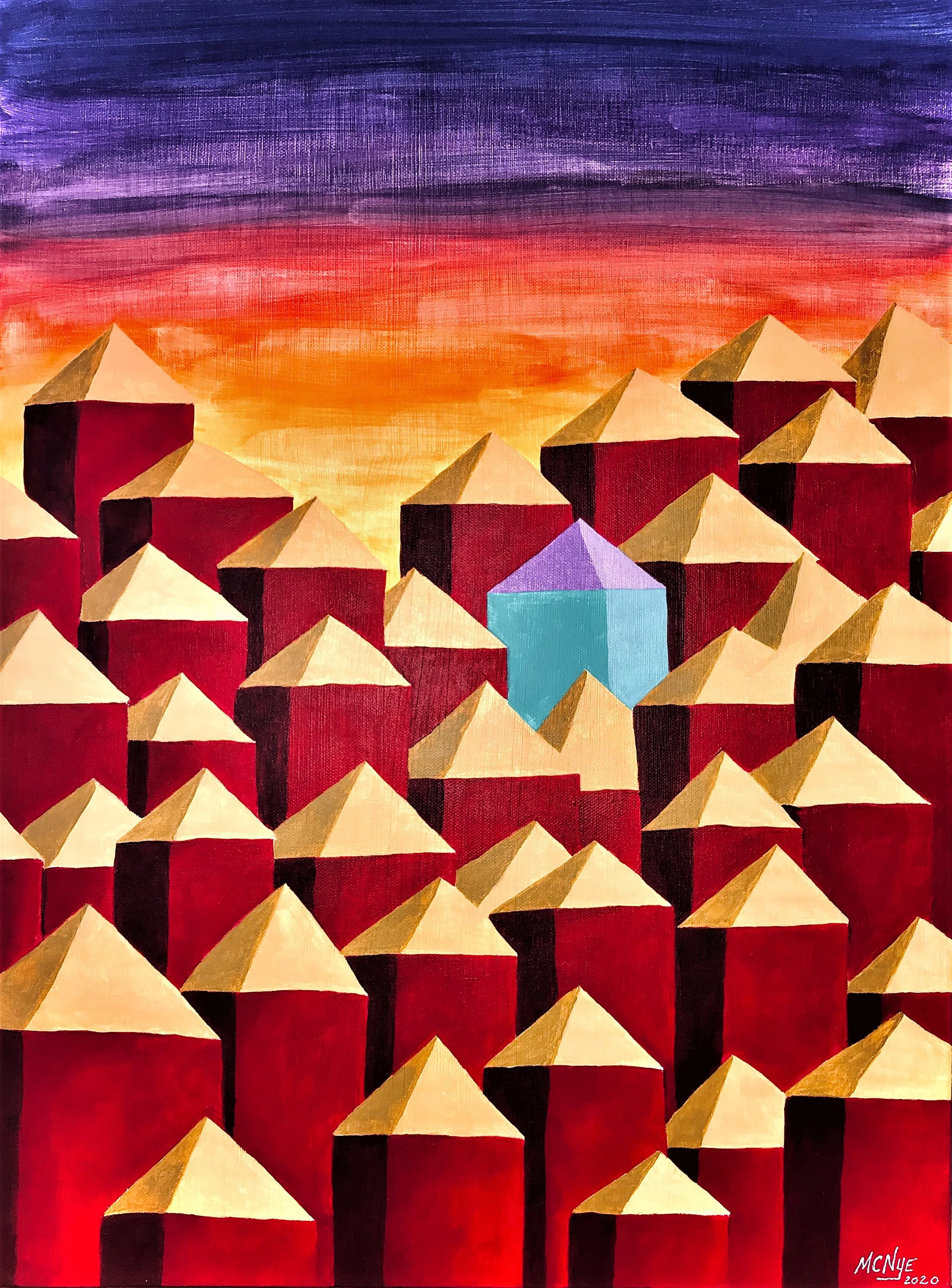 DAWN OF NONCONFORMITY - Acrylic on stretched canvas, 18"w x 24"h x 1.5"d
