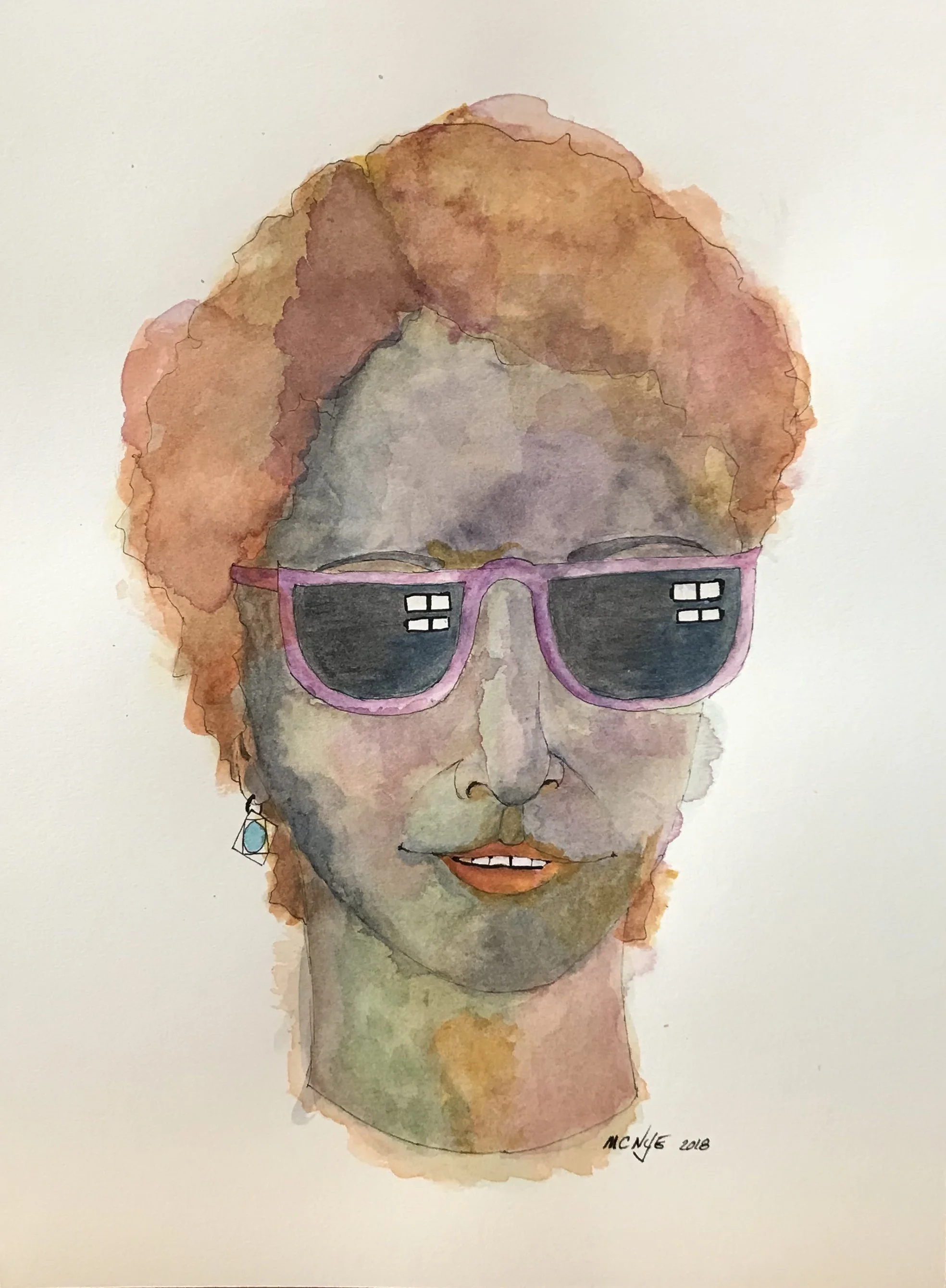 SHE'S TOO COOL - Watercolor on paper, 10"w x 13.5"h