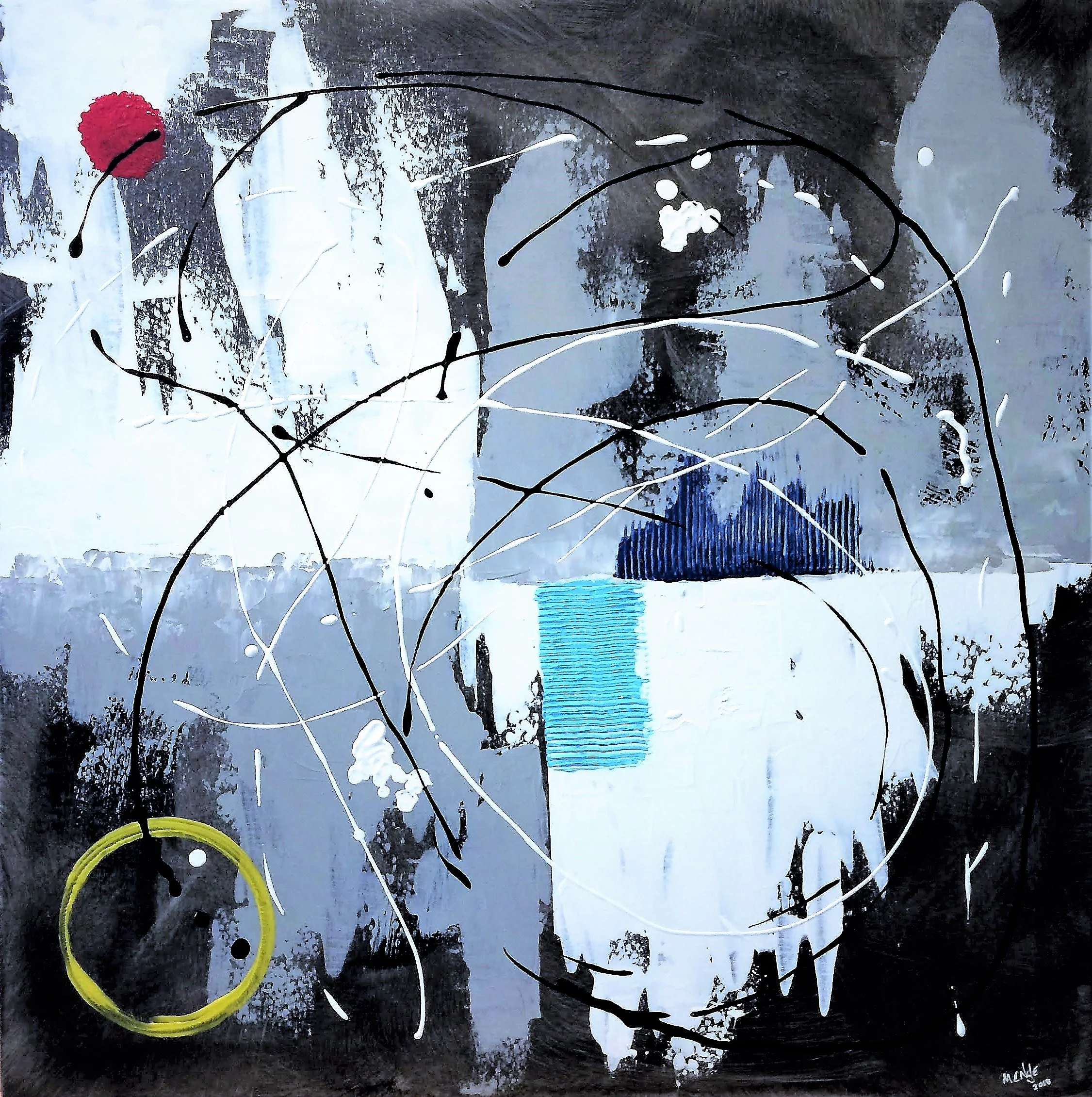 ABSTRACTURED - Acrylic on stretched canvas, 24"w x 24"h x 0.75"d