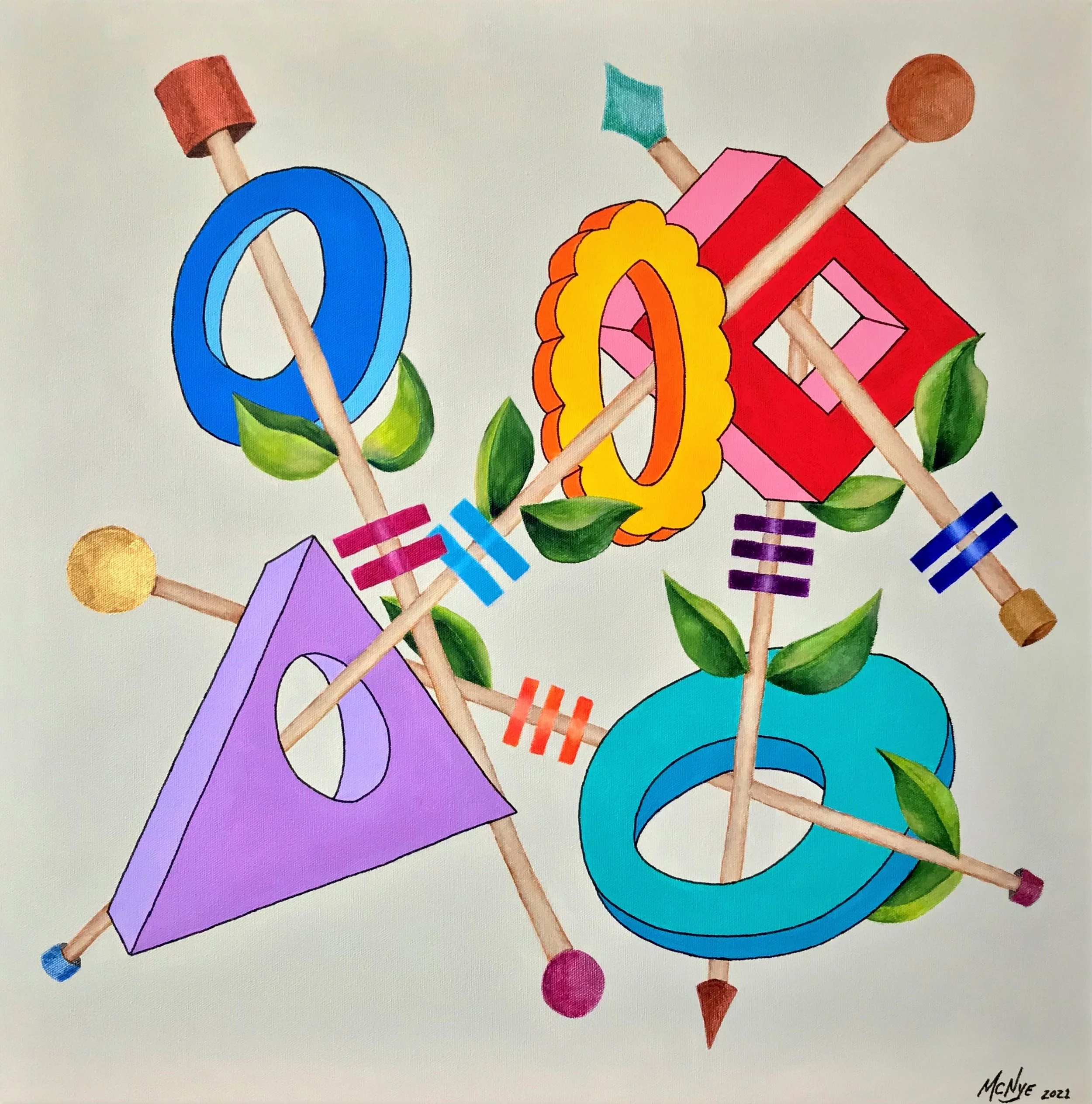 LIVING SHAPES - Acrylic on stretched canvas, 24"w x 24"h x 1.5"d